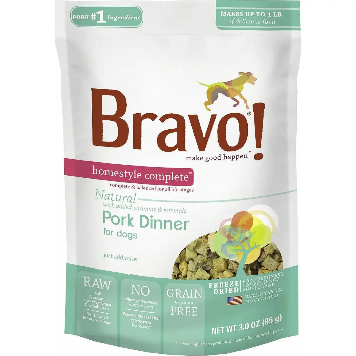 Bravo Freeze Dried Pork Homestyle Complete Dinner Dog Food - 3 oz