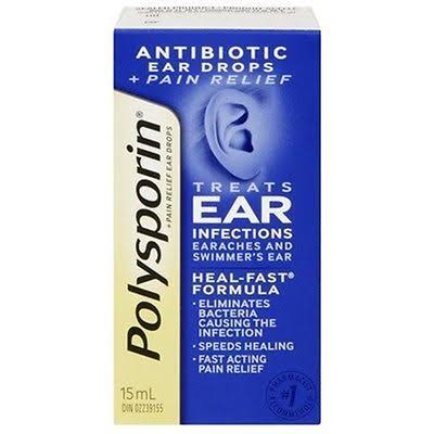 Polysporin Plus Pain Relief Antibiotic Ear Drops - 15 ml