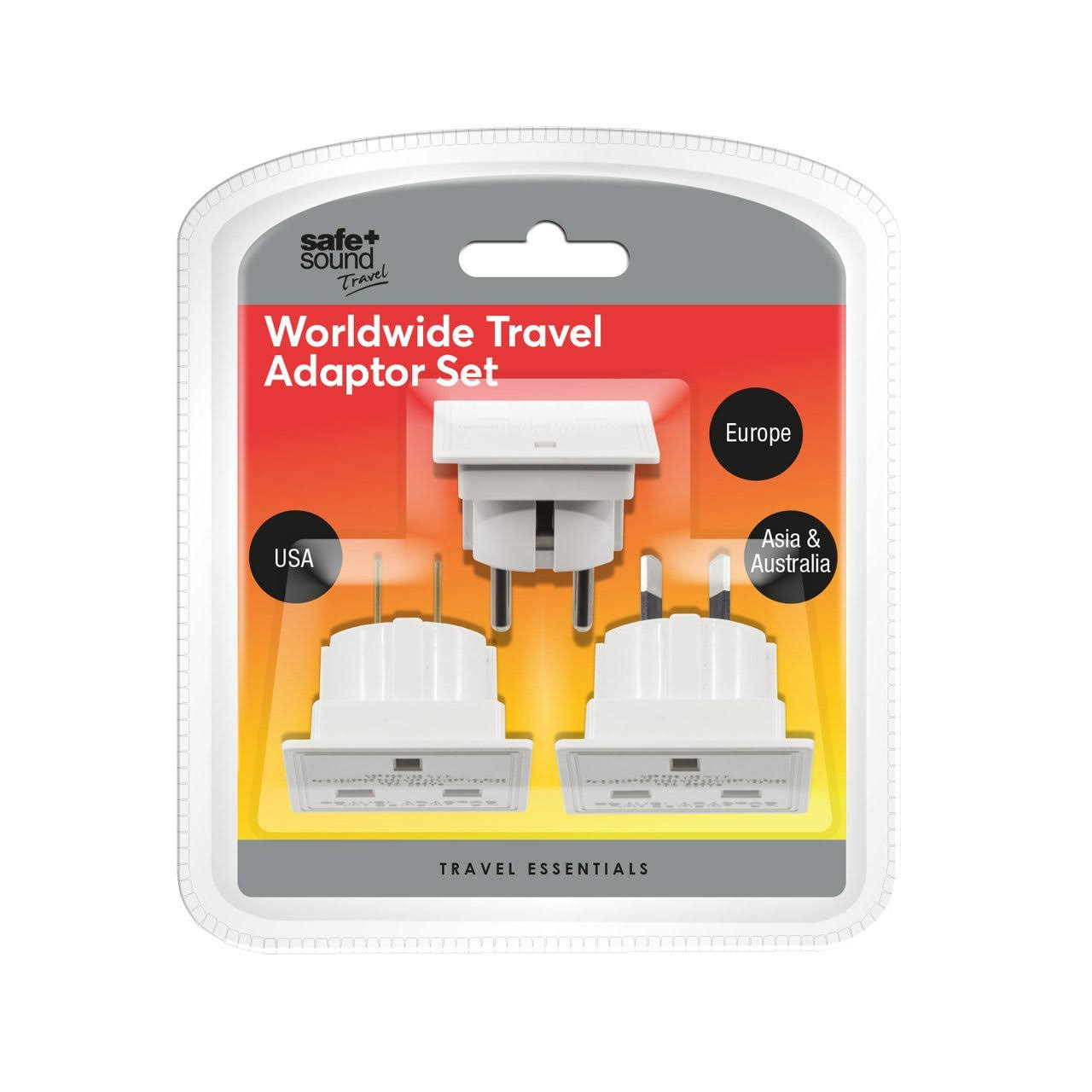 Safe and Sound Worldwide Travel Adaptor Set Three Single Socket Adaptors