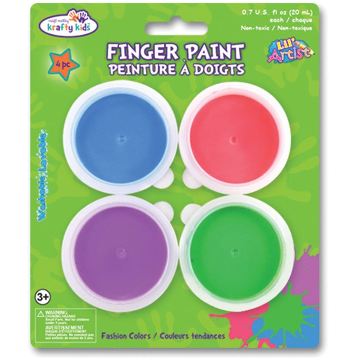 Multicraft Imports Finger Paint Tubs .7oz 4/Pkg-Fashion KC081-B