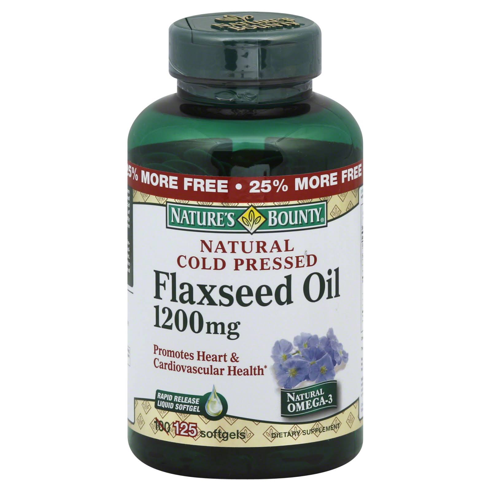 Nature's Bounty Flaxseed Oil Supplement - 1200mg, 125 Softgels