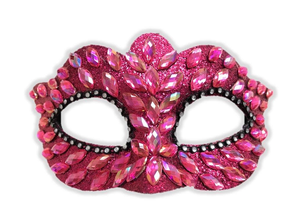 Fuchsia Jeweled Masquerade Mask - Fuchsia/Pink