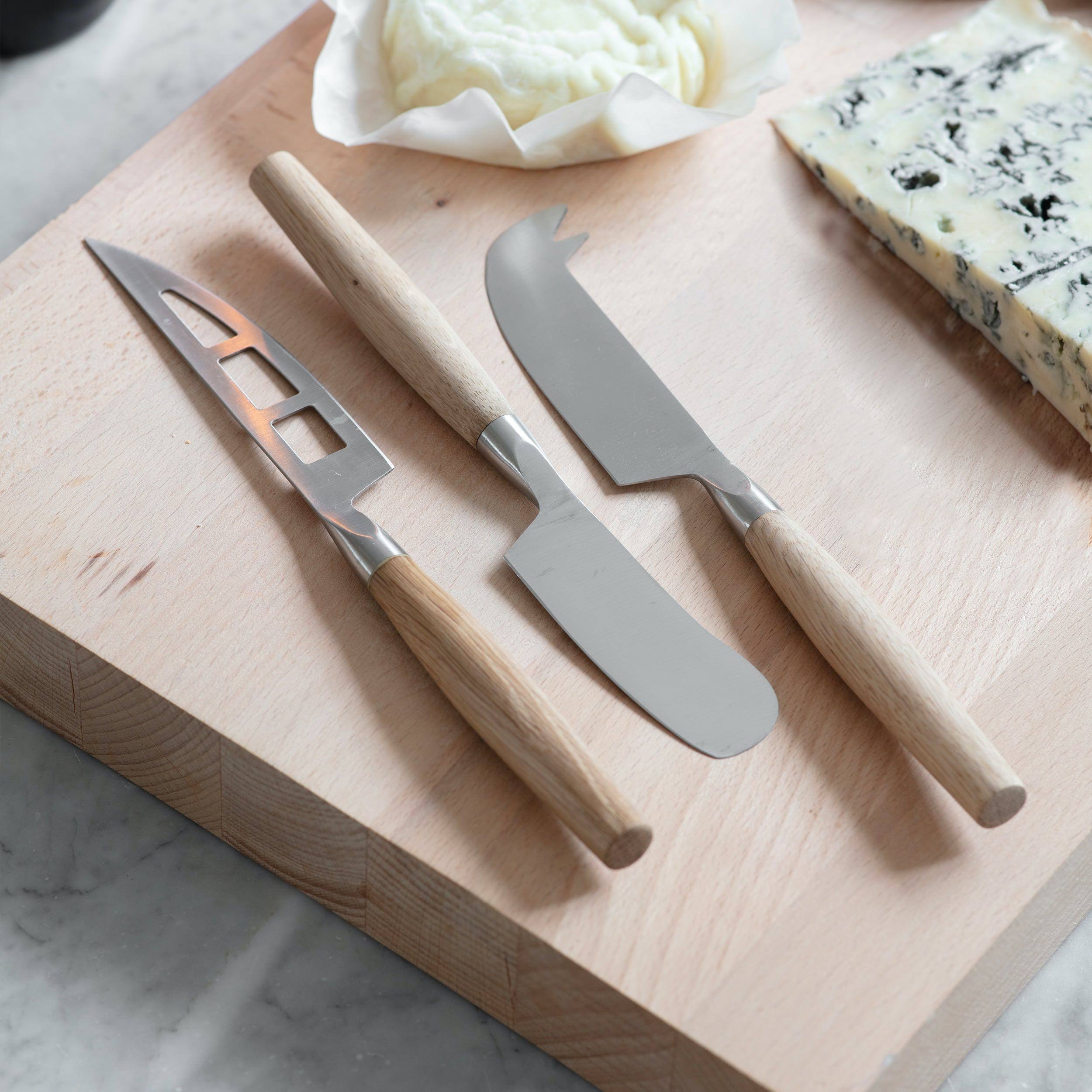 Garden Trading Set of 3 Cheese Knives | Steel & Oak