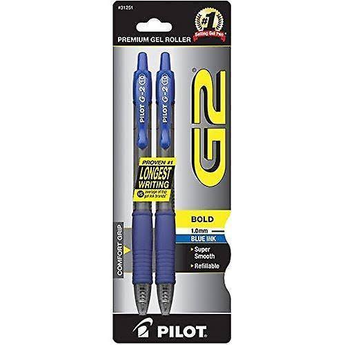Pilot G2 Retractable Rolling Ball Pens Bold Point - Blue Ink, 2ct