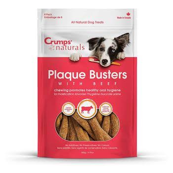 Crumps' Naturals Plaque Busters Beef Dog Treats - 7" Length - 8 Pack