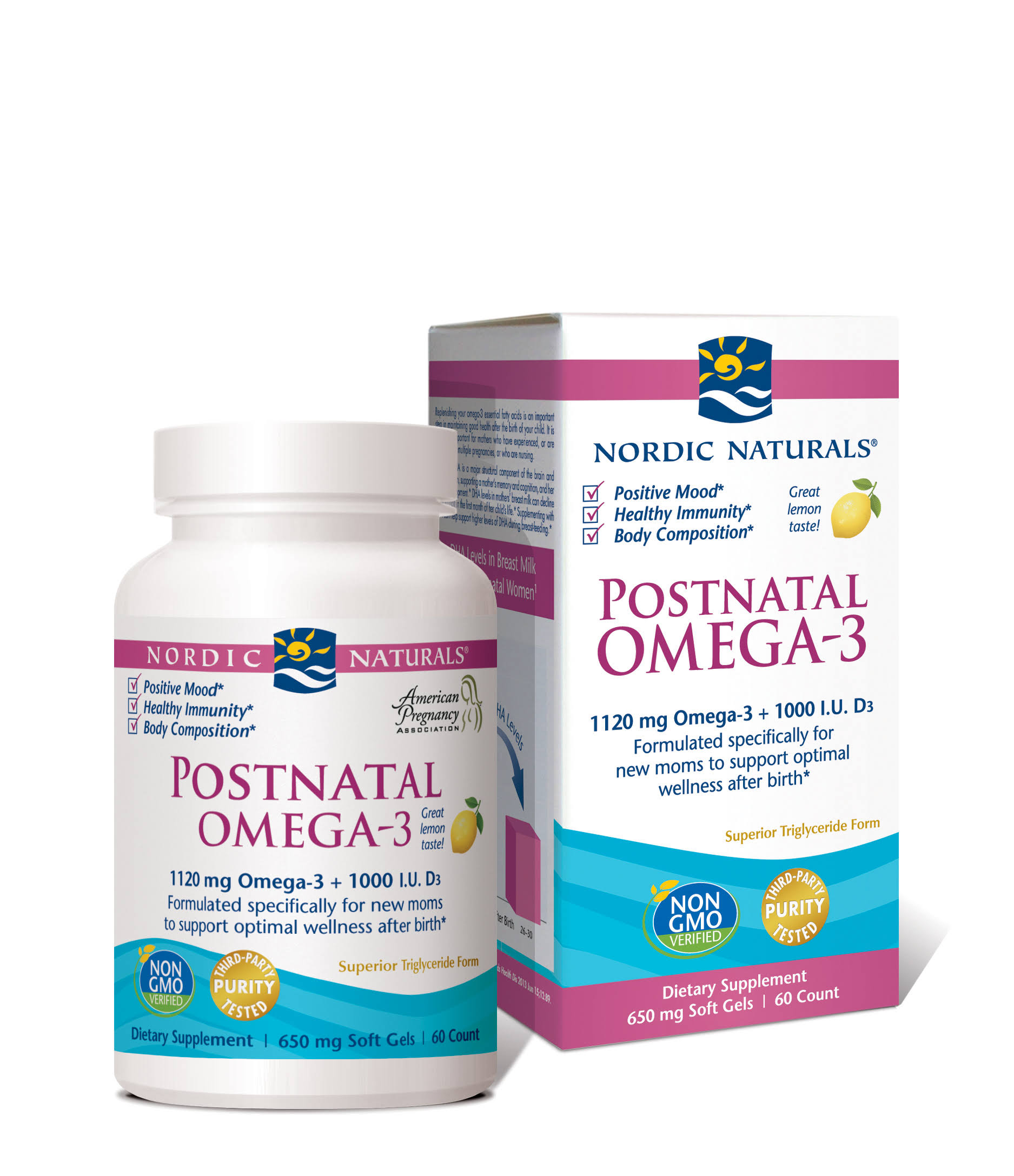 Nordic Naturals Postnatal Omega-3 - 650 mg, 60 softgels