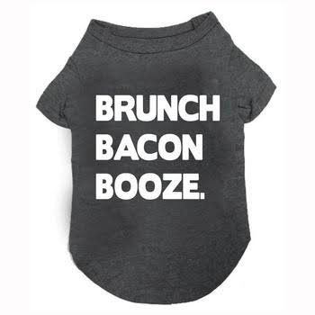 fabdog Brunch, Bacon, and Booze Dog Shirt - Charcoal Gray - Size 12