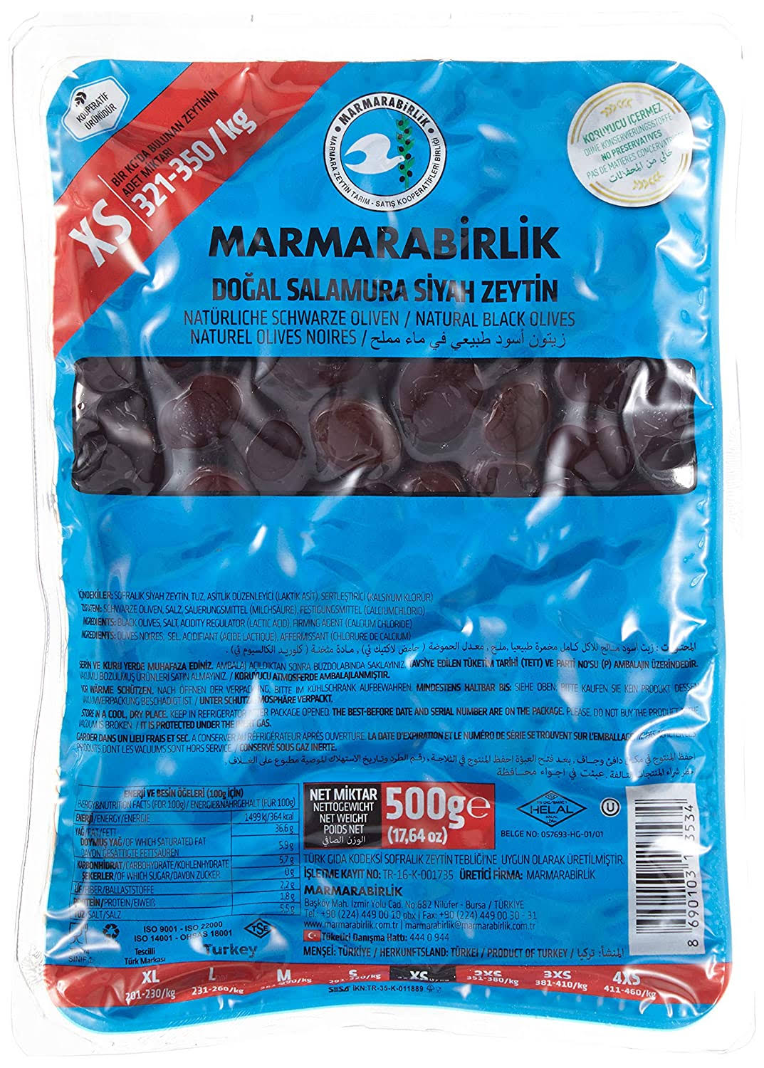 Marmarabirlik Extra Black Olives 1.1lb