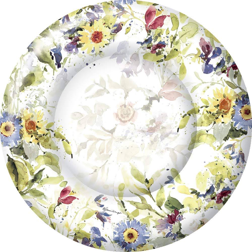 Boston International ihr Round Dinner Paper Plates, 10.5-Inches, Packed Flowers