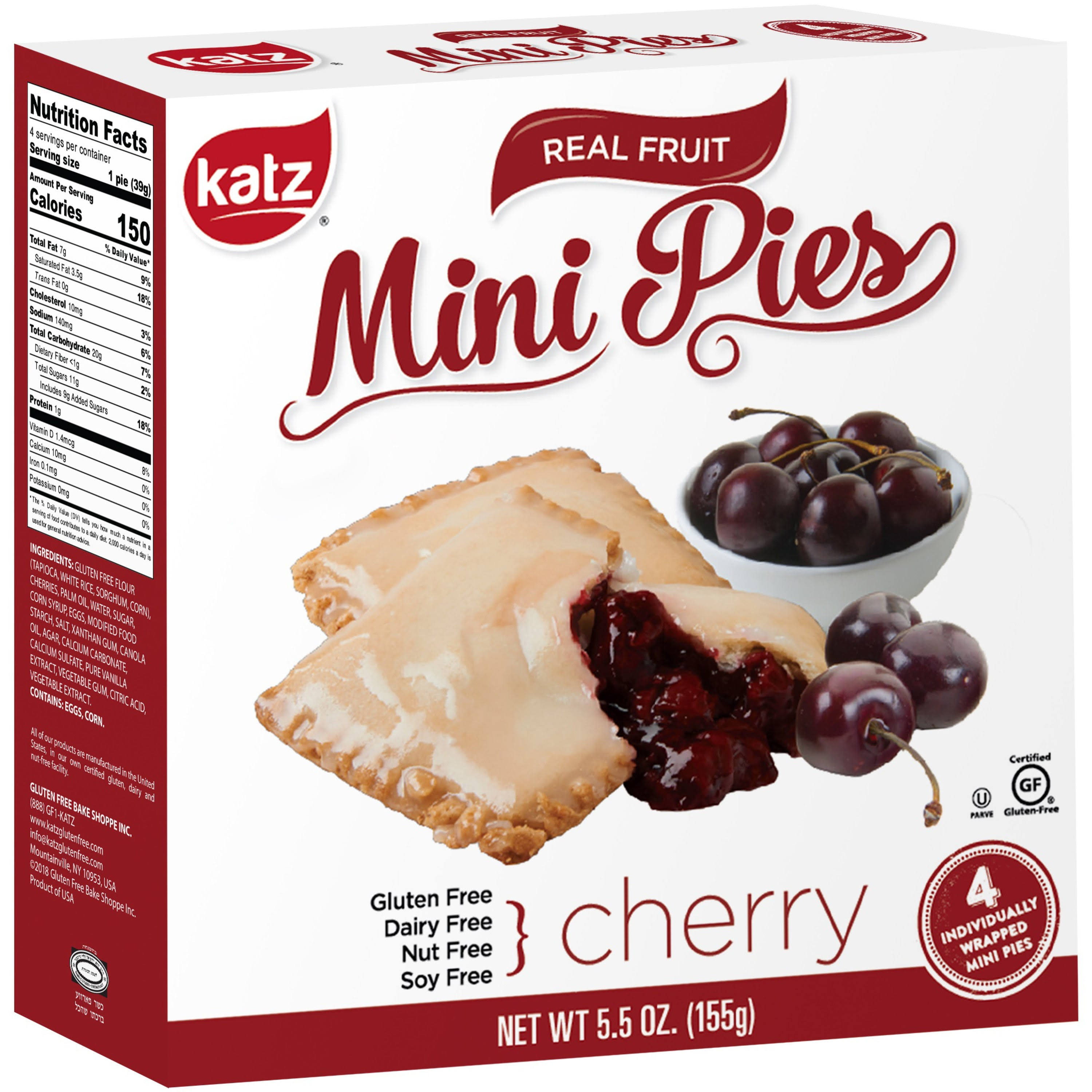 Katz Gluten Free Cherry Mini Pies | Dairy Free, Nut Free, Soy Free, GL