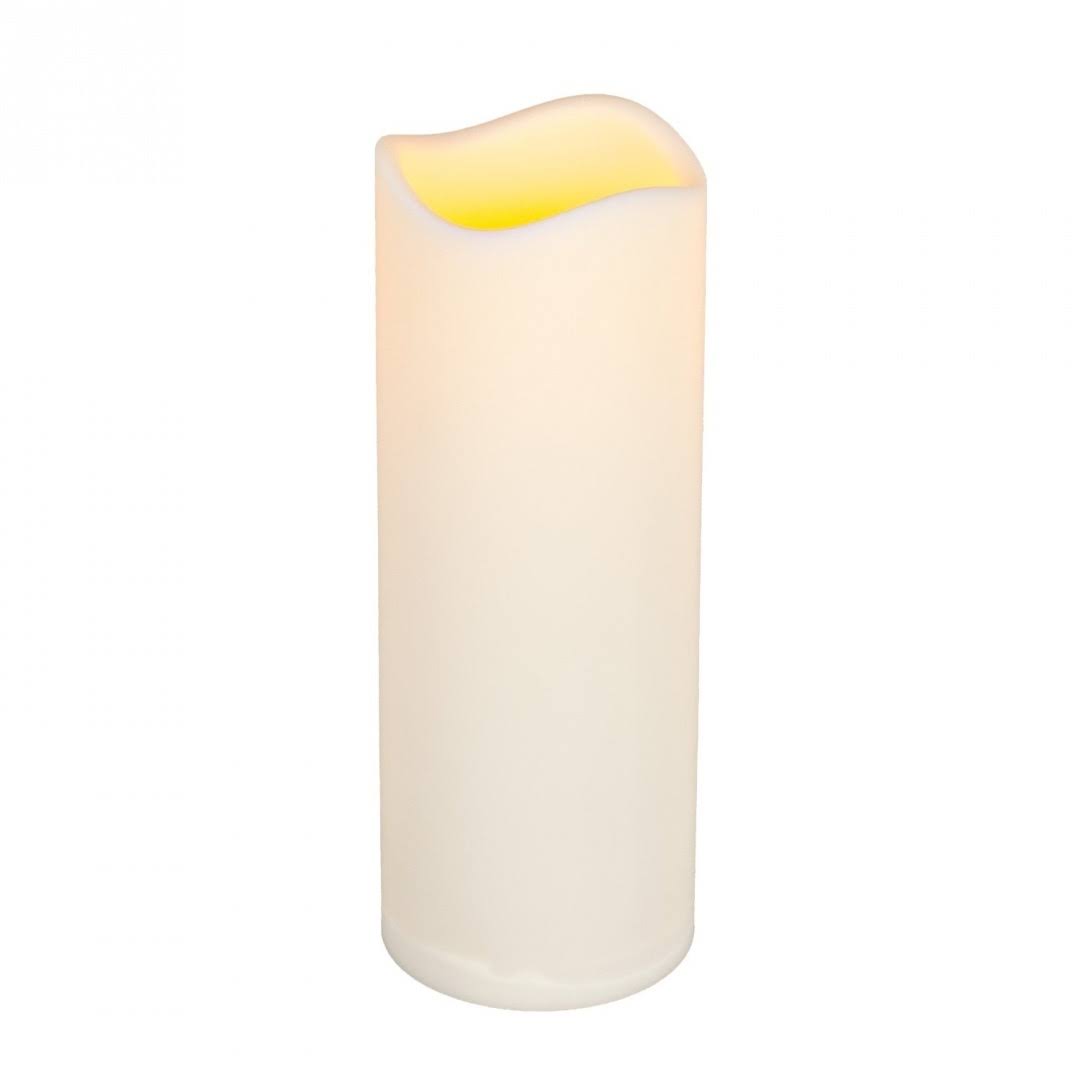Everlasting Glow LED Indoor Outdoor Candle - with Timer, Bisque, 8" x 3"