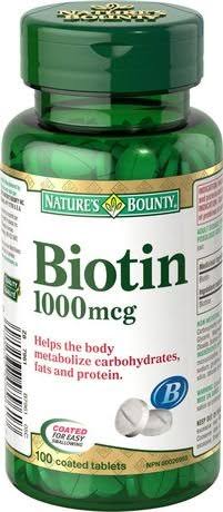 Nature's Bounty Biotin 1000 mcg, 100 Coated Tablets