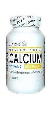 Oyster Shell Calcium 250mg with Vitamin D 125IU Tablets 100 Count Each