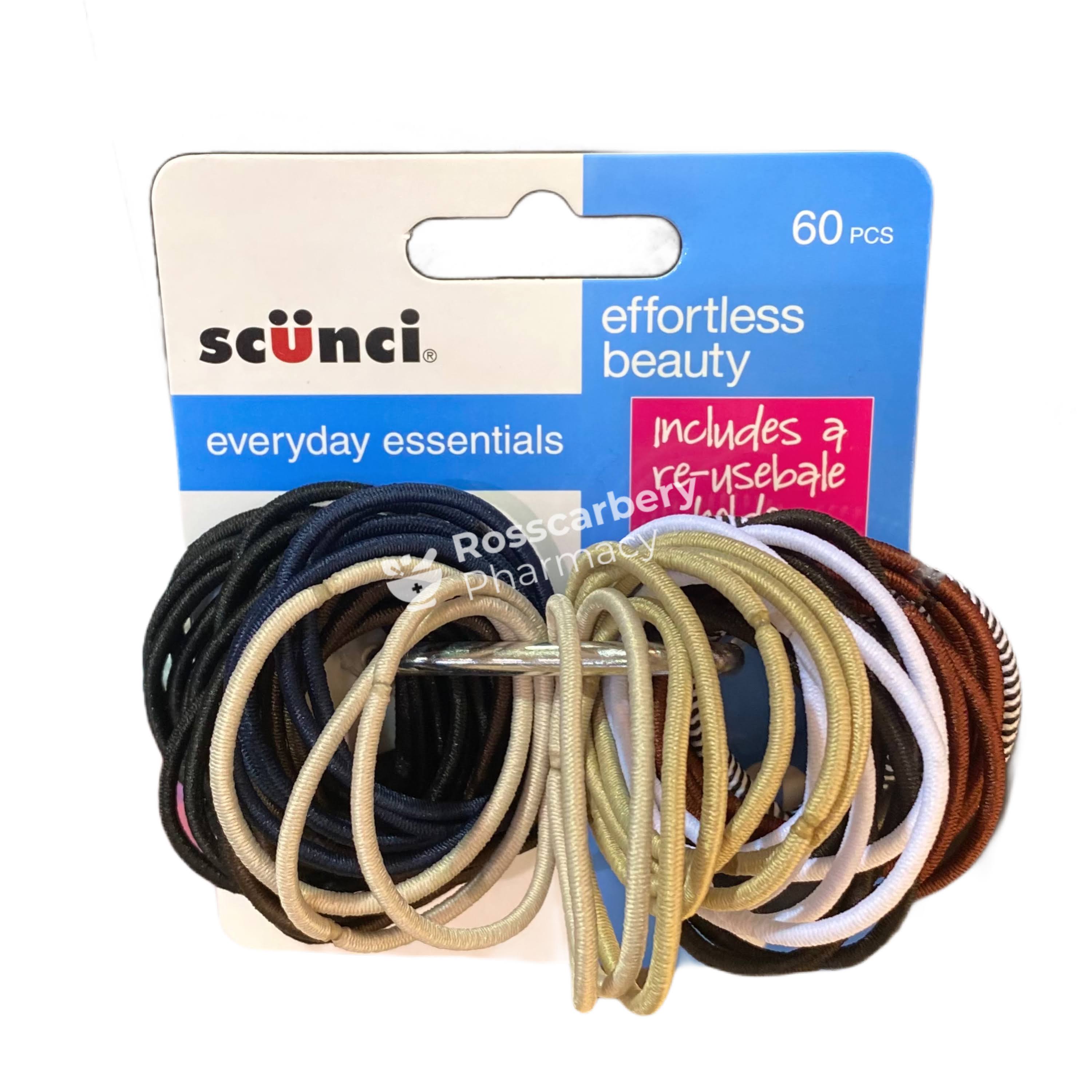 Scunci Thin Elastics with Re-usable Holder - Dark & Neutral Colours 60