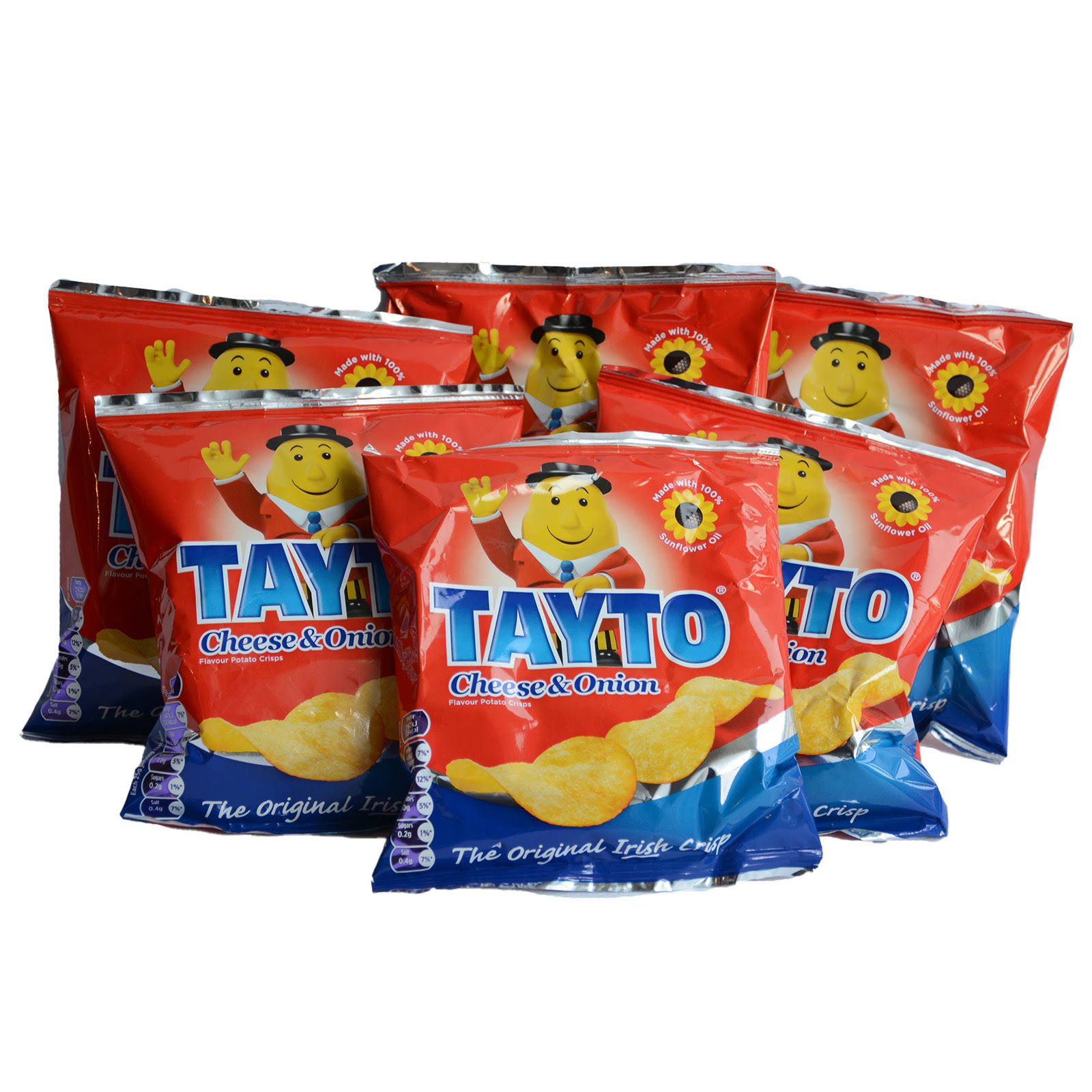 Tayto Cheese and Onion Flavour Potato Crisps - 6 x 25g