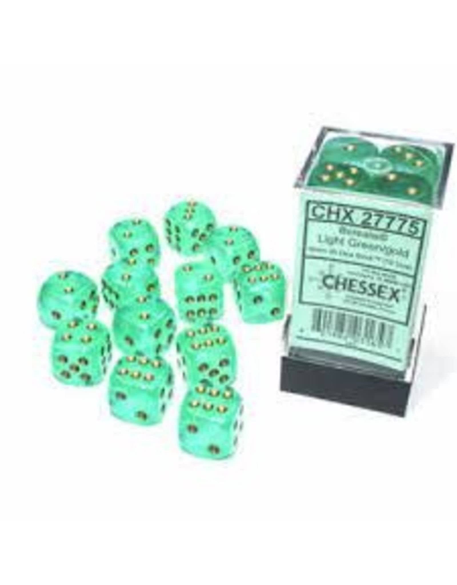 Chessex 16mm D6 Dice Block Borealis Light Green/Gold
