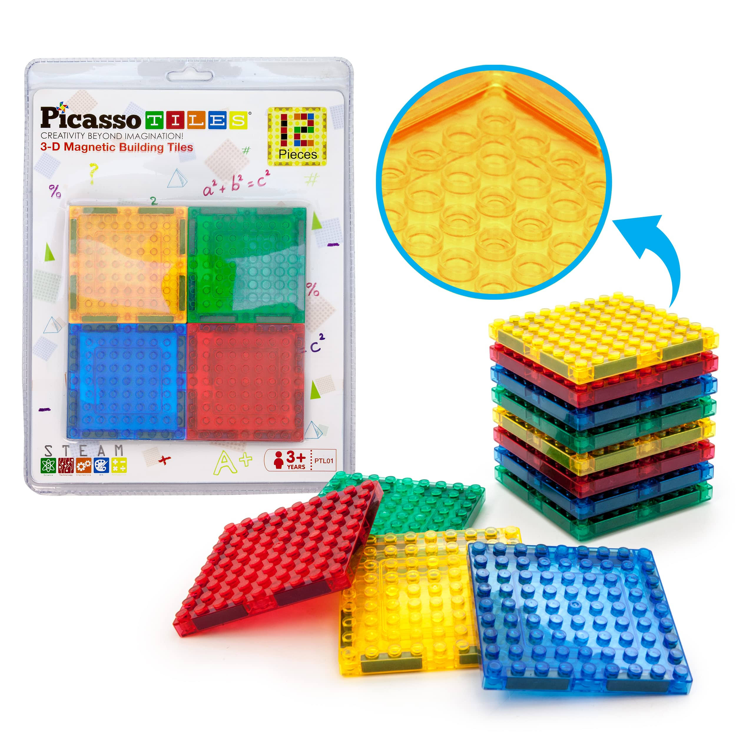 PicassoTiles 12-Piece Magnetic Building Brick Set One-Size
