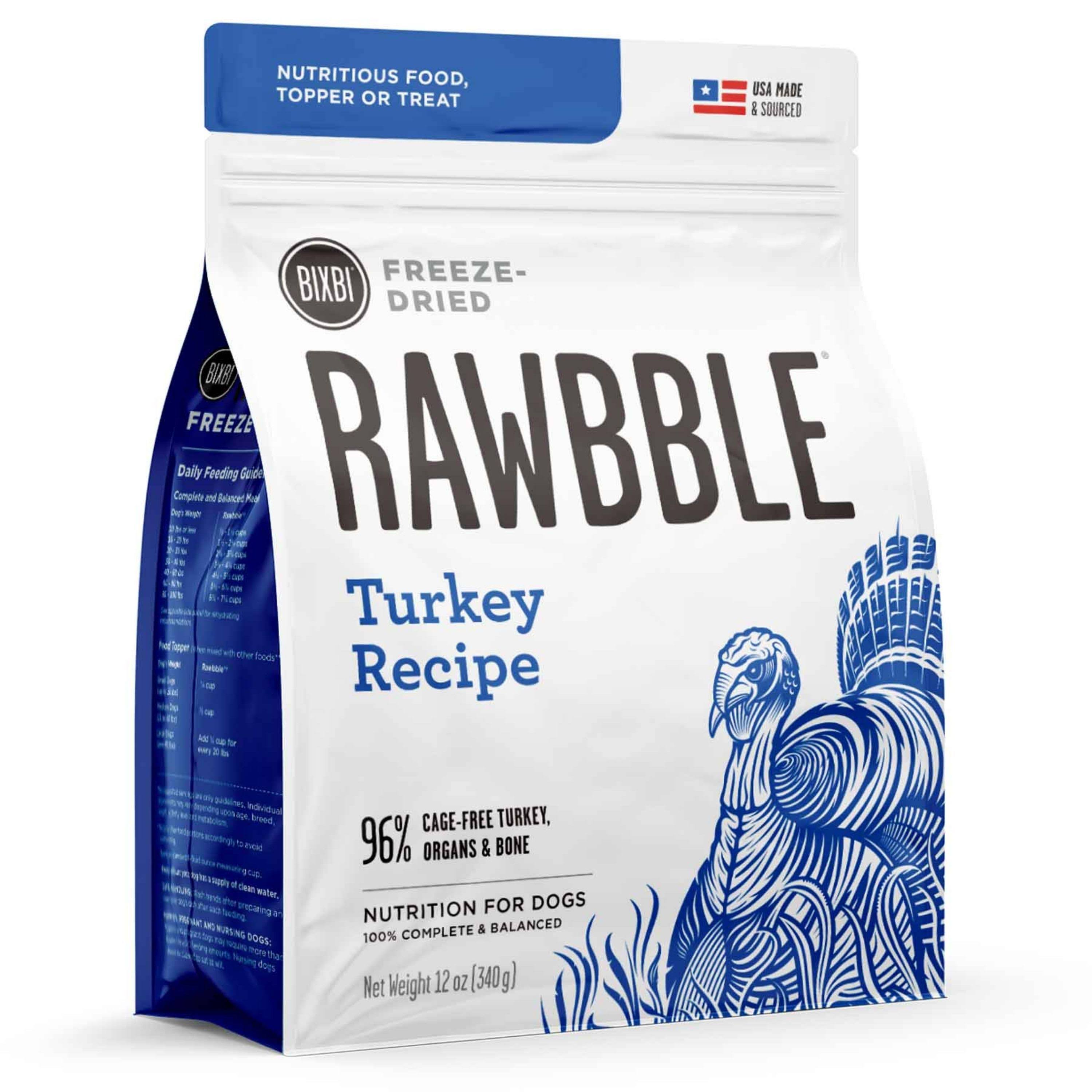 Bixbi Rawbble Turkey Recipe Freeze-Dried Dog Food, 12-oz