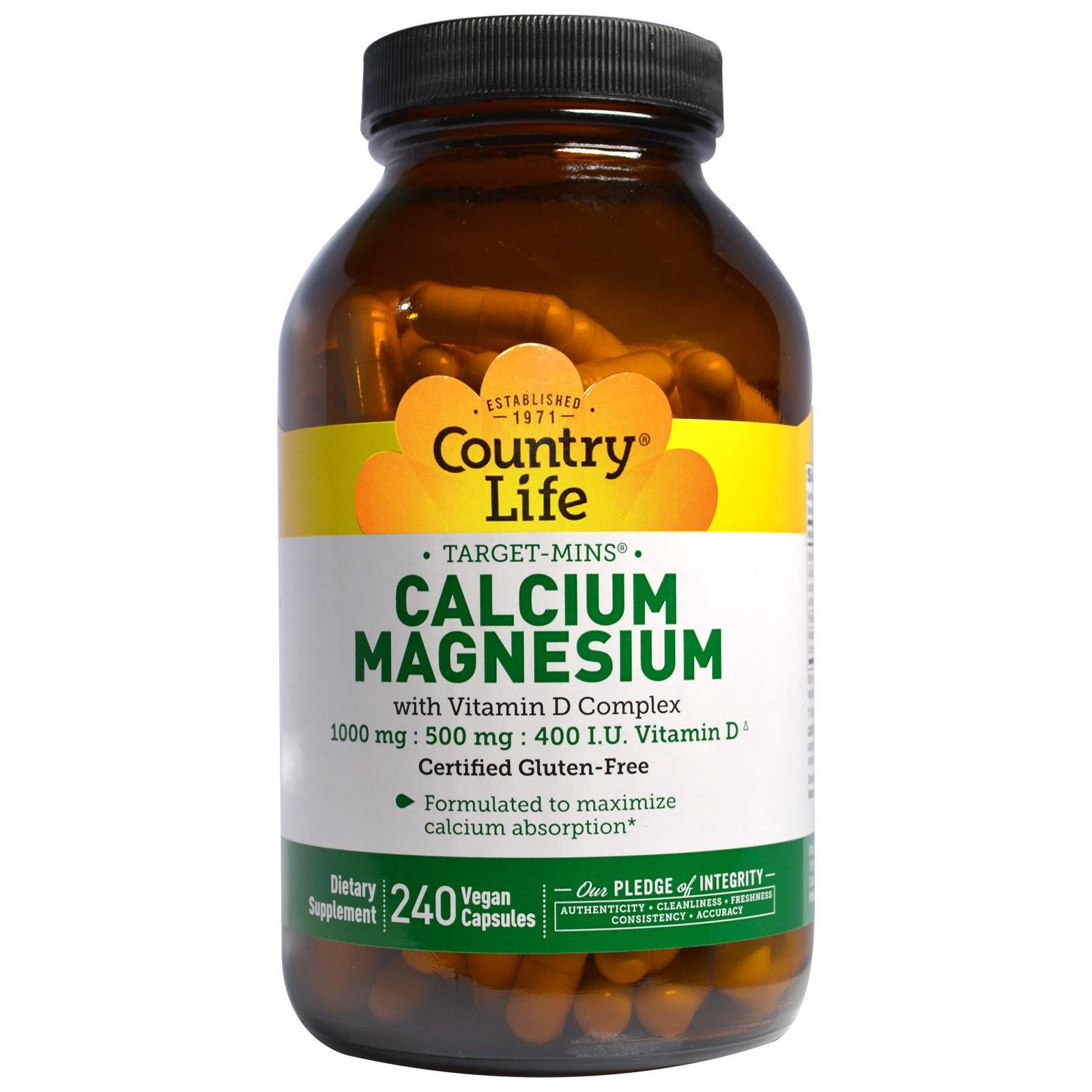 Country Life Calcium Magnesium With D Complex - 240 Vegetarian Capsules