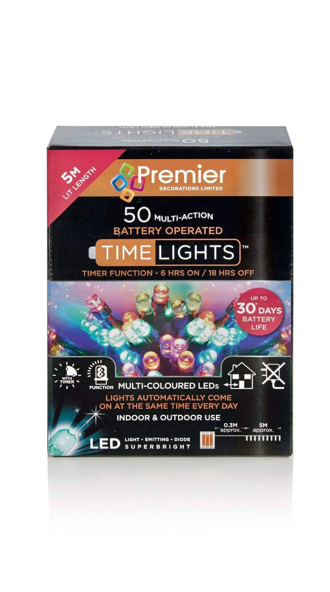 Premier 50 Multi-Action Battery Operated Coloured LED Lights