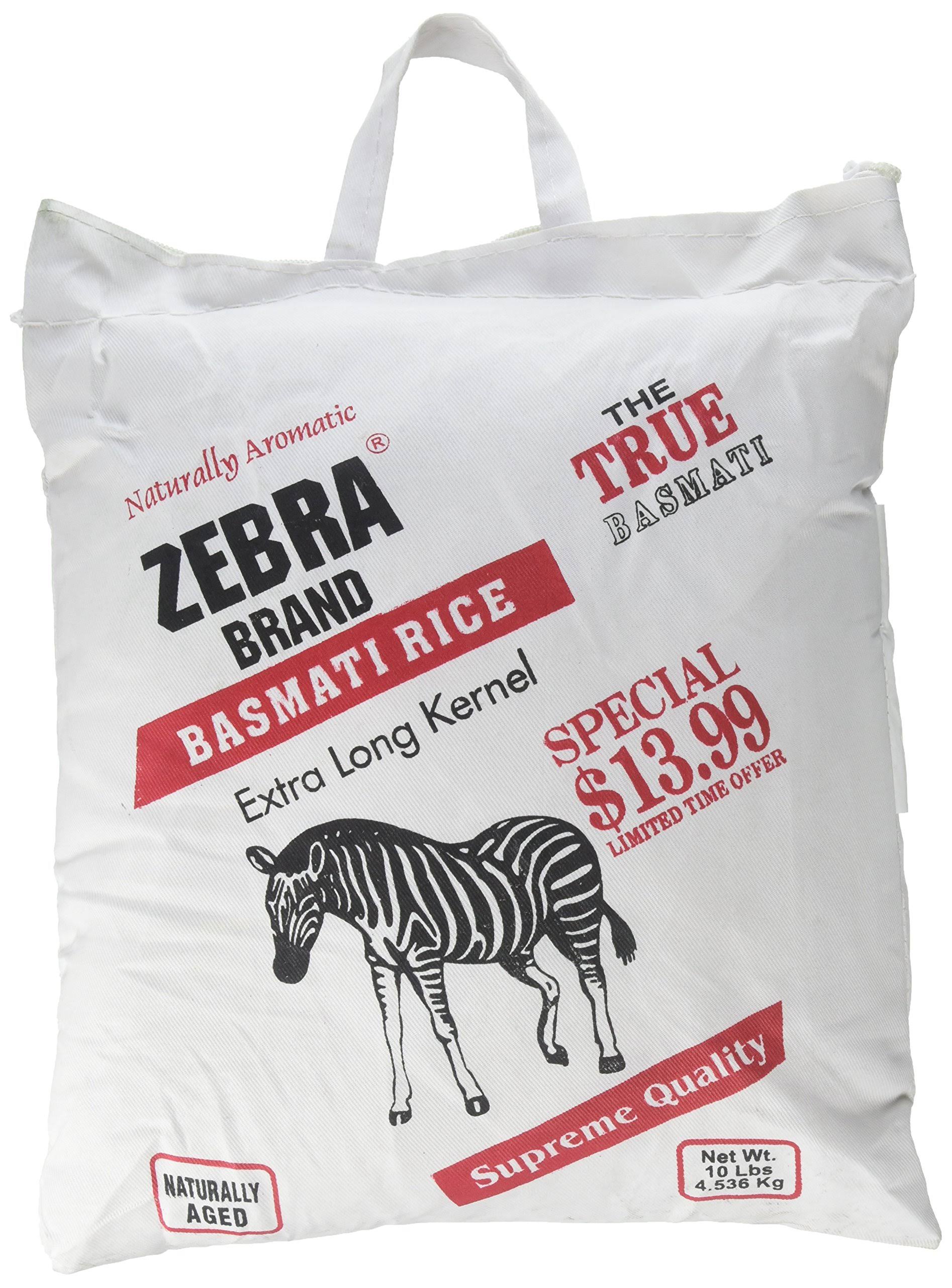 Naturally Aromatic Zebra Basmati Rice Extra Long Kernel 10 Lb Bag - NE