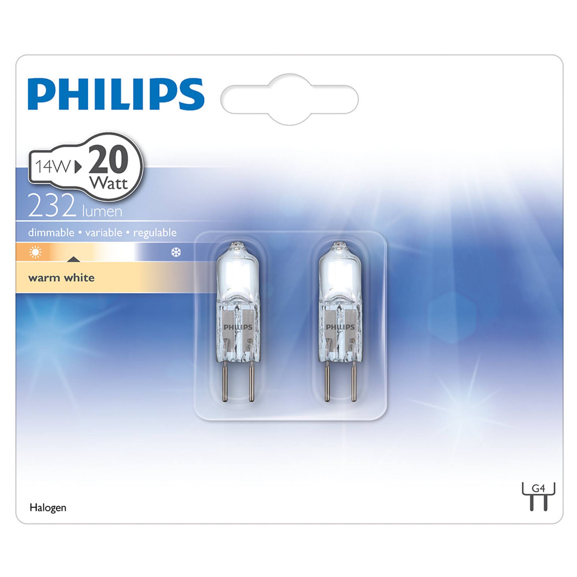 Philips Halogen Cap 12V 20W Bulbs - 2 Pack