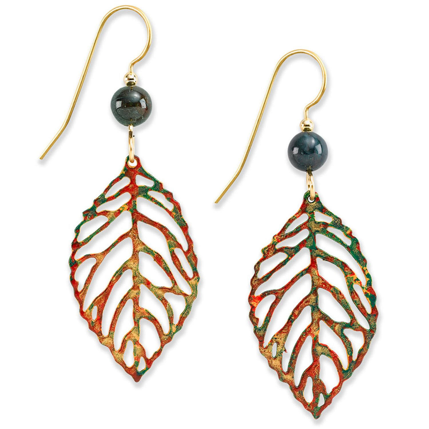 Silver Forest Fall Colors Leaf Earrings