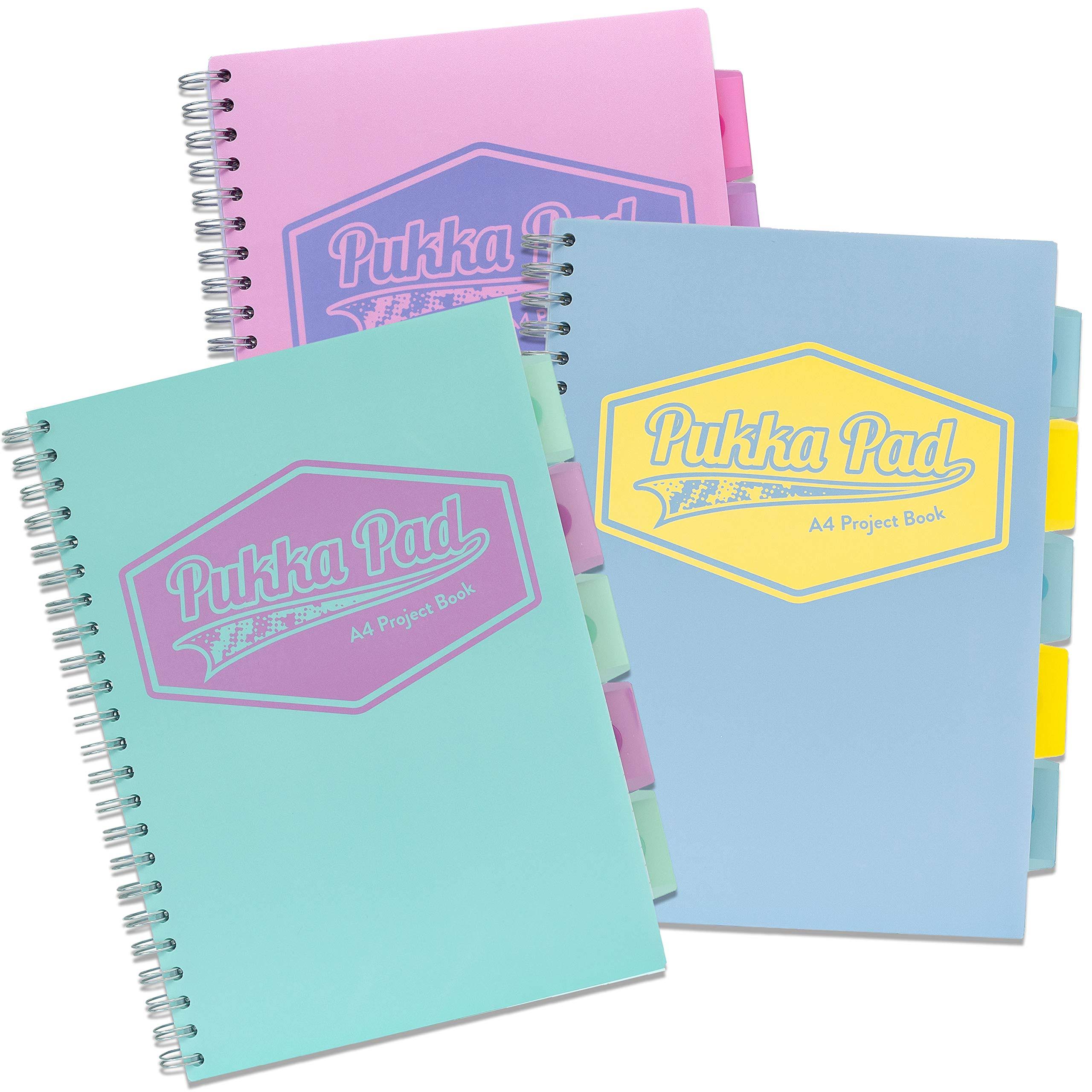Pukka Pad Pastel A4 80gsm Ruled Project Book - Assorted Colours 8630-PST