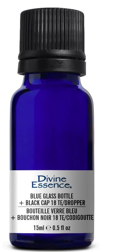 Divine Essence Black Glass Bottle Plus Black Cap 15ml