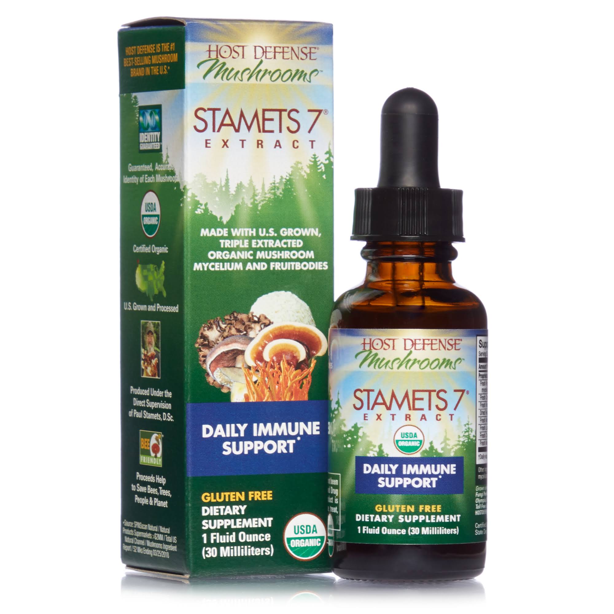 Host Defense Organic Mushrooms Stamets 7 Extract Daily Immune Support