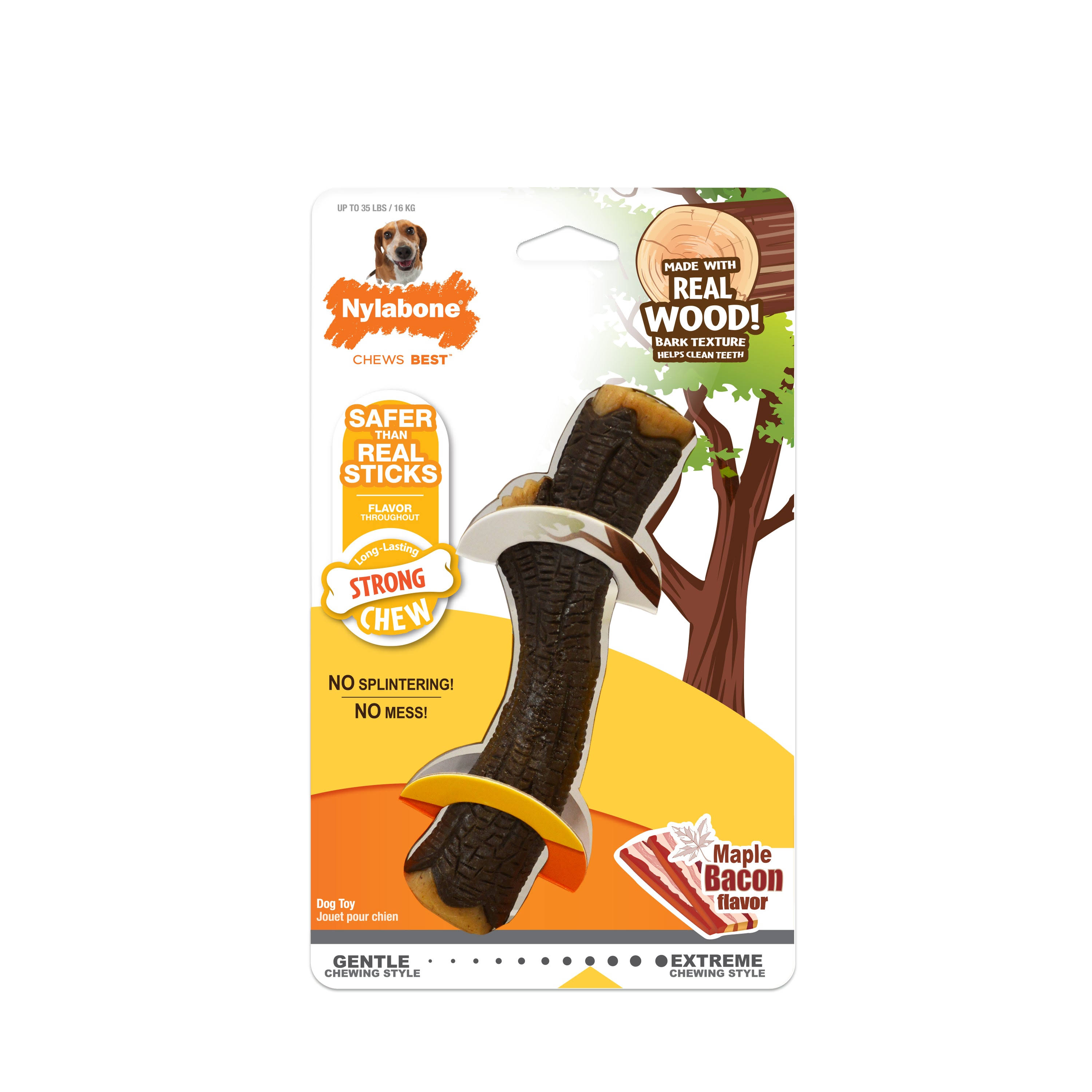 Nylabone Maple Bacon Real Wood Stick Chew Toy
