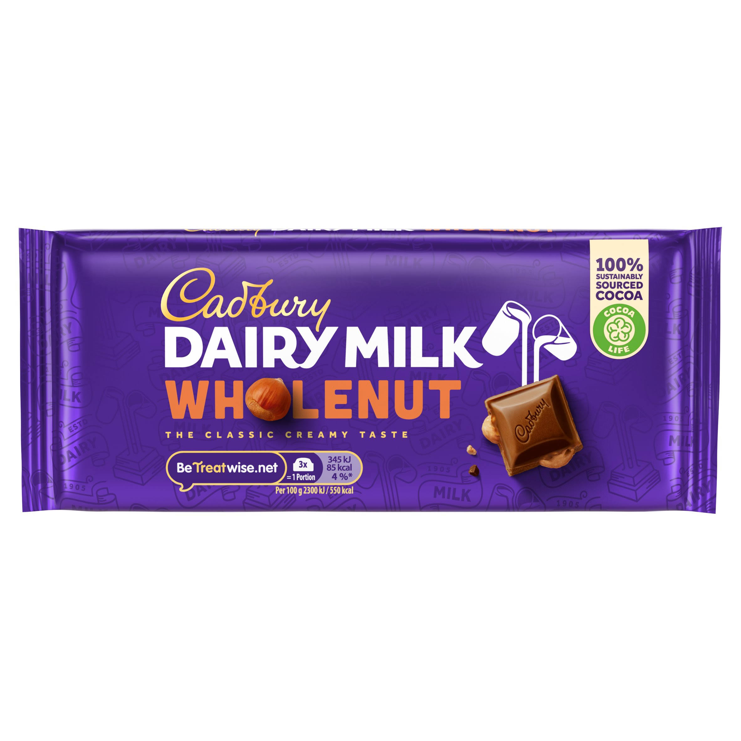 Cadbury Dairy Milk Chocolate Bar - Whole Nut, 120g