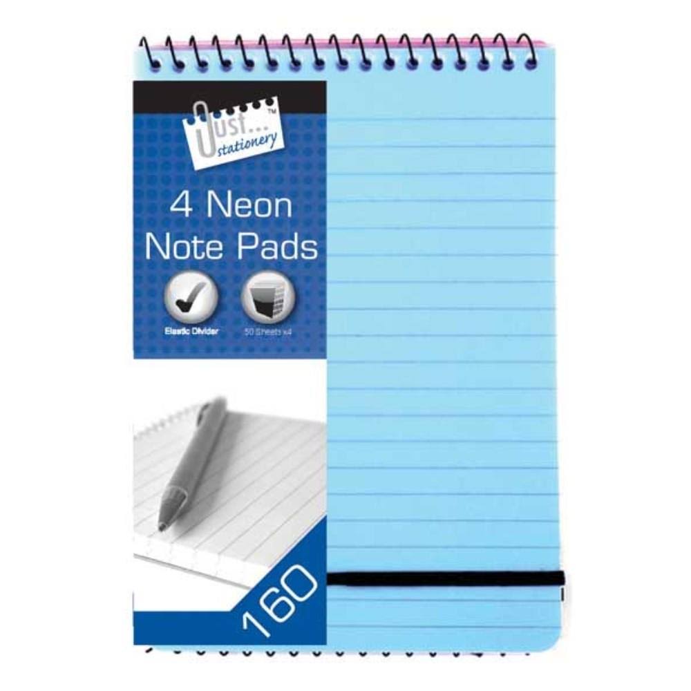 Just Stationery 100x150mm Neon PP Cover Notebook (Pack of 4)