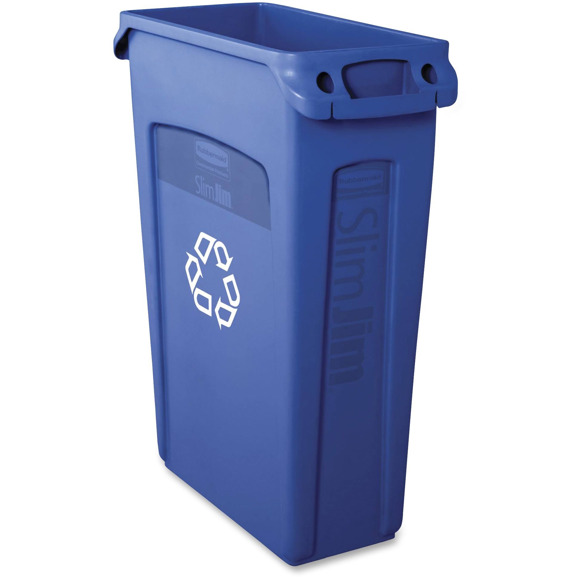 Rubbermaid Commercial Slim Jim Recycling Container with Venting Channels - Blue