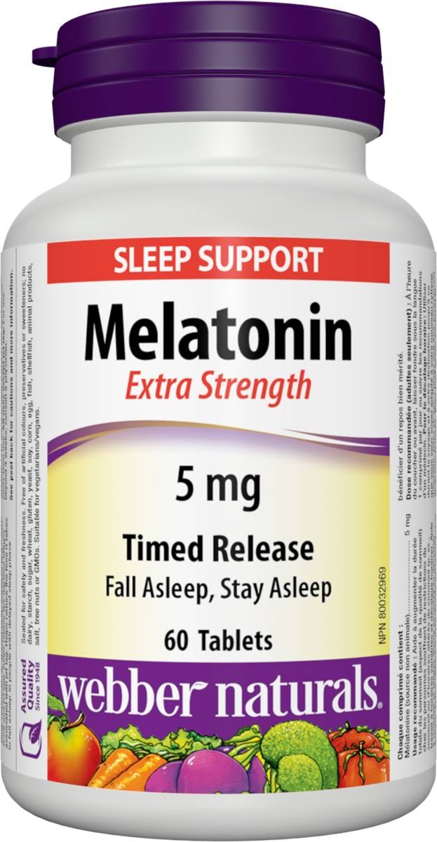 Webber Naturals Extra Strength Timed Release Melatonin - 5mg, 60 Tablets