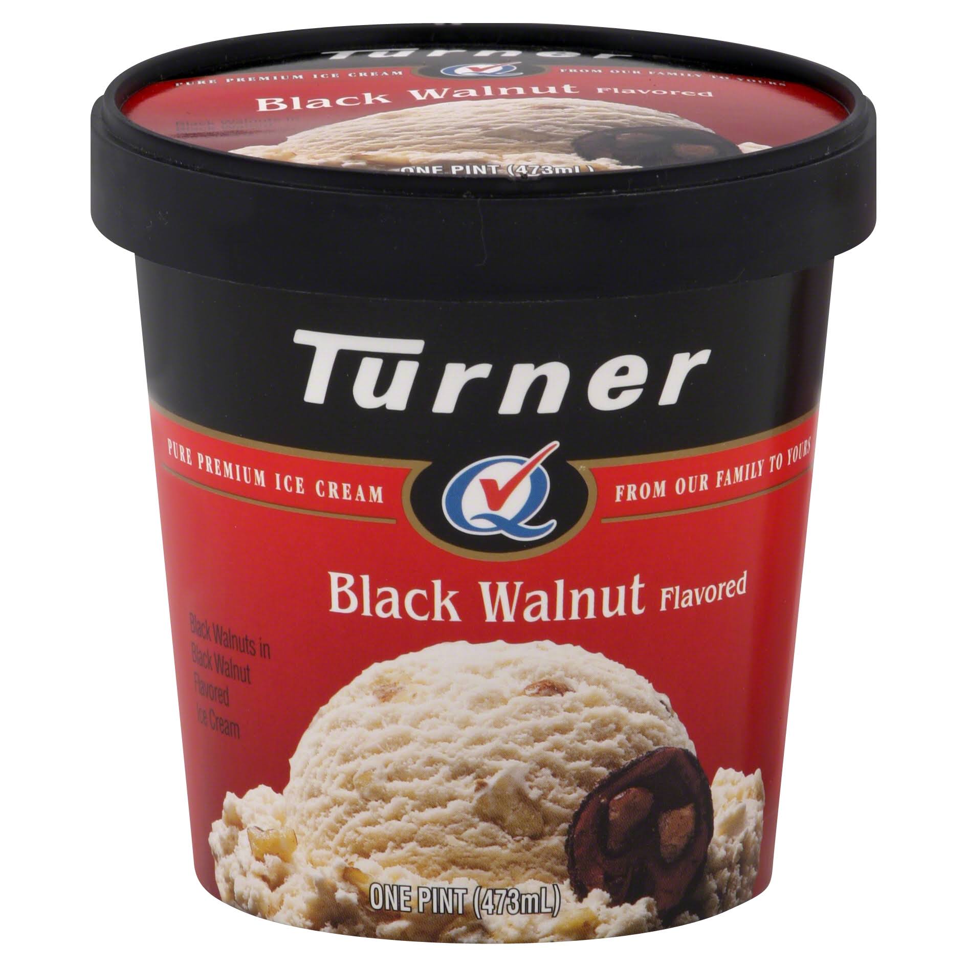 Turner Ice Cream, Black Walnut Flavored - 1 pt