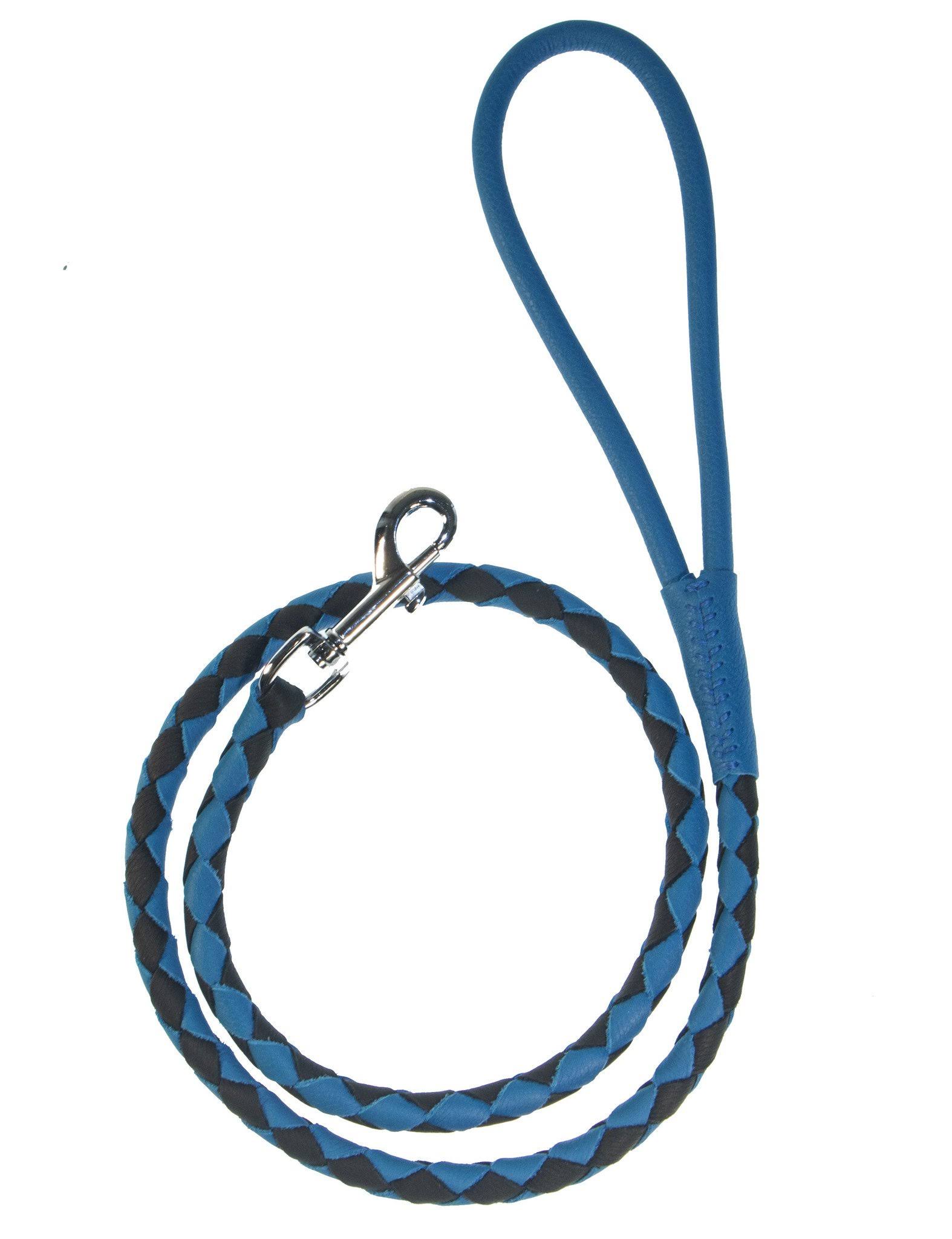 Dogline Soft and Padded Rolled Round Hand Braided Leather Leash For Dogs | Dogs
