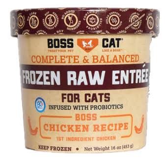 Boss Cat Complete and Balanced Raw Chicken Entree Deli Cup Frozen Cat Food 16 oz