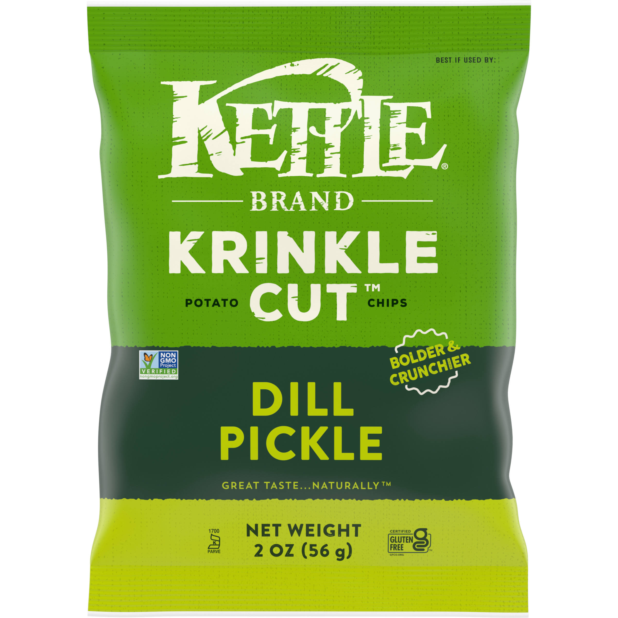 Kettle Brand Krinkle Cut Potato Chips, Dill Pickle - 2 oz