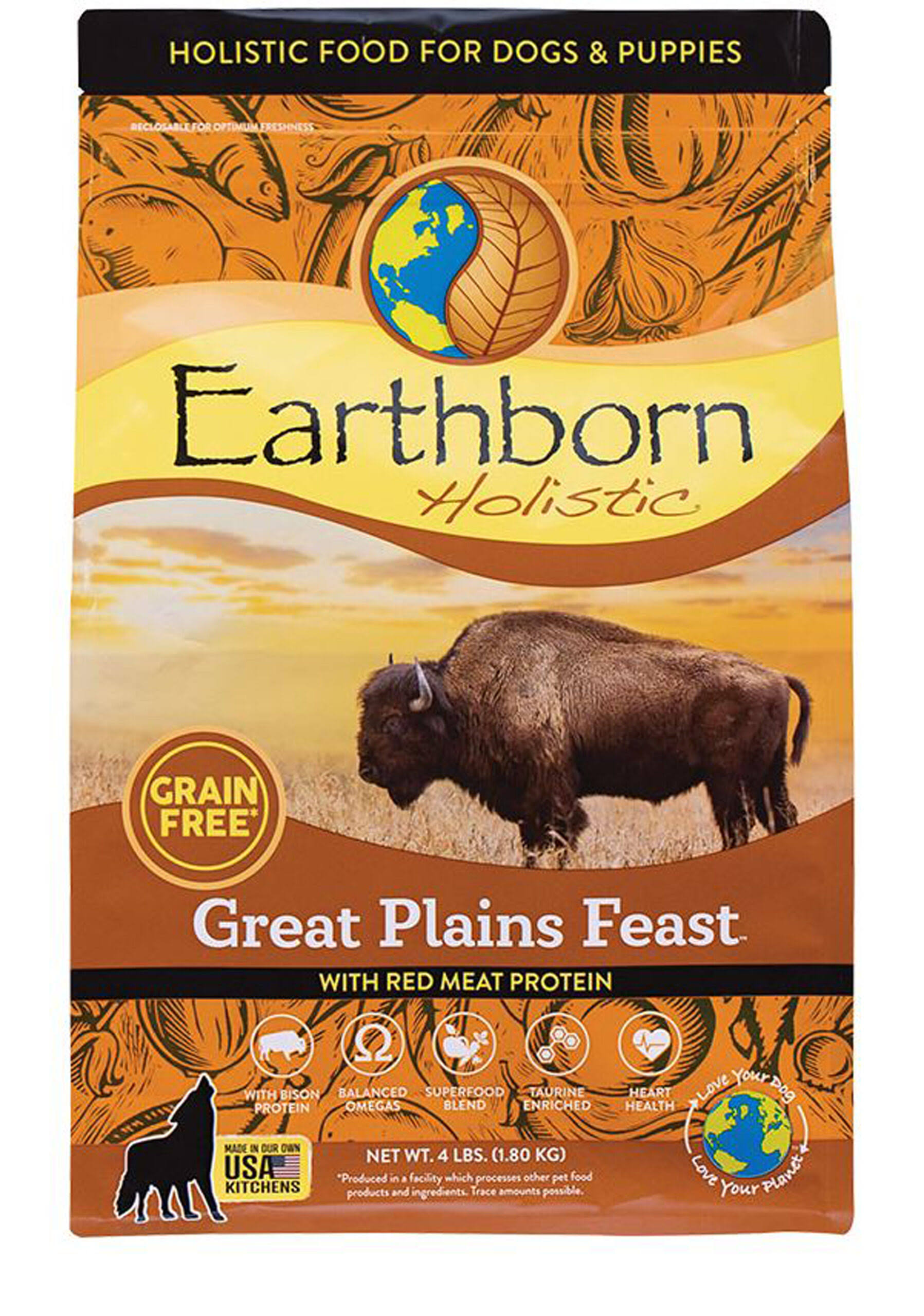 Earthborn Holistic Great Plains Feast Grain-Free Natural Dry Dog Food - 4 lbs