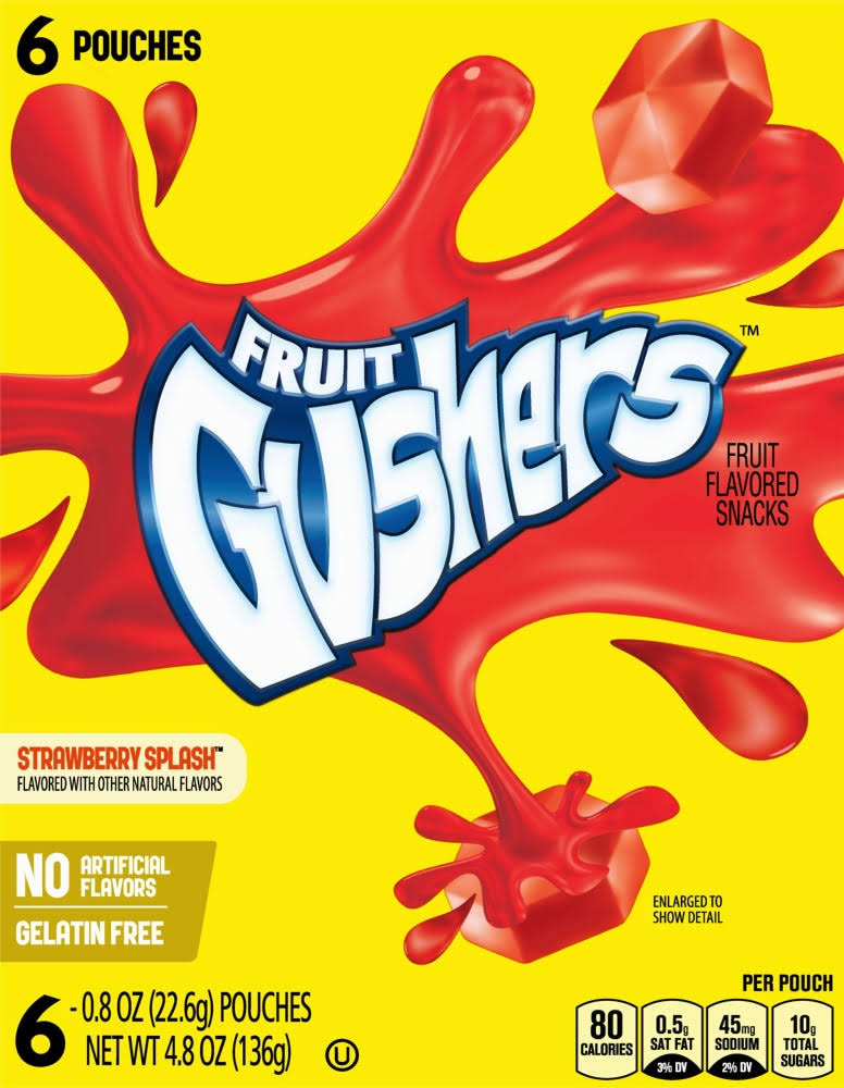 Fruit Gushers Fruit Flavored Snacks, Strawberry Splash - 6 pack, 0.8 oz