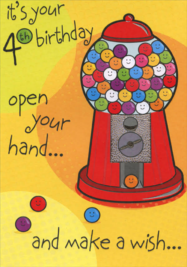 Designer Greetings Gumball Machine Age 4 / 4th Birthday Card | Party Decorations & Supplies