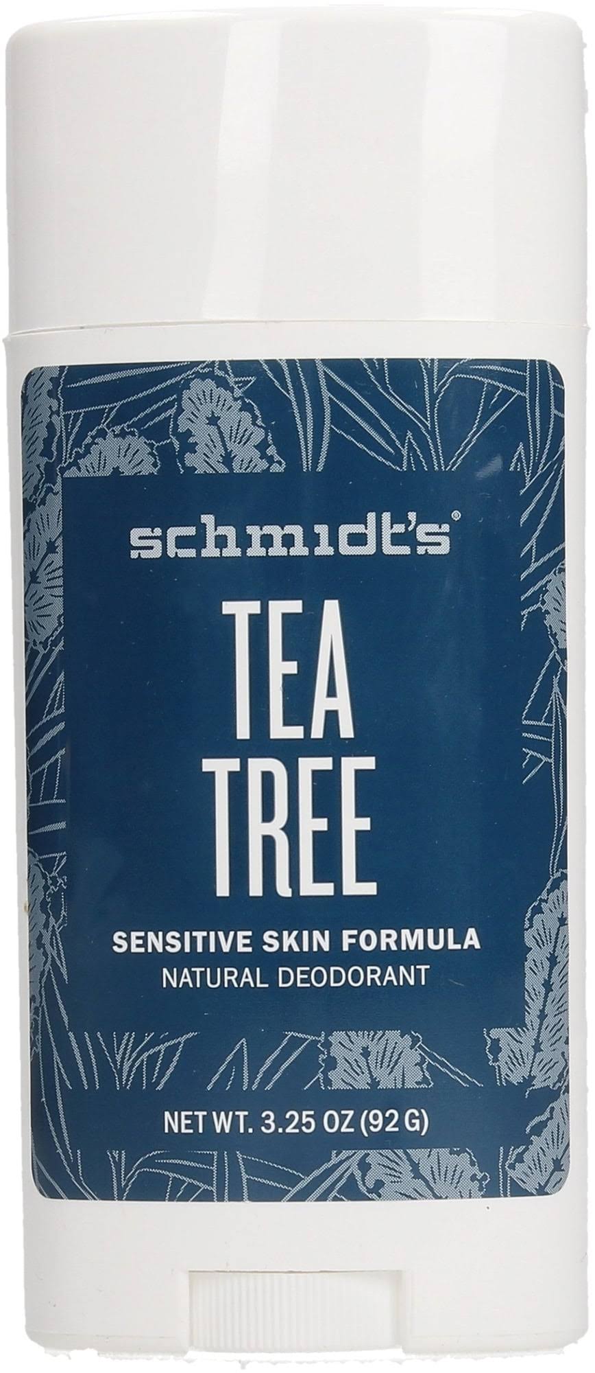 Schmidt's Natural Deodorant Stick Sensitive Skin Formula Tea Tree 3.25 oz.