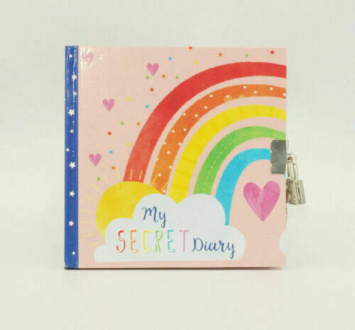 Blue A6 Secret Diary with Rainbows & Sunshine Girls Diaries Padlocked Journal
