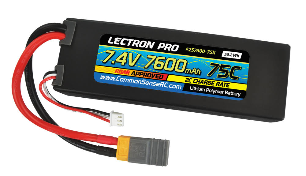 Lectron Pro 7.4V 7600mAh 75C Lipo Battery with XT60 Connector