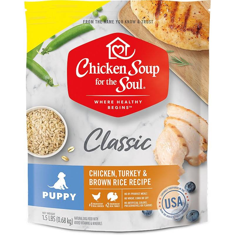 Chicken Soup for The Soul Puppy Chicken, Turkey & Brown Rice Recipe Dry Dog Food, 1.5-lb