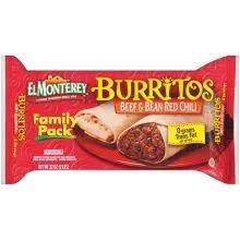 El Monterey Beef and Bean Red Chili Burritos - Family Size, 32oz, 8pk