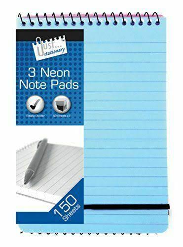 Pack of 3 Neon Cover Notebooks - 128x176mm Note Pads with Elastic Closure