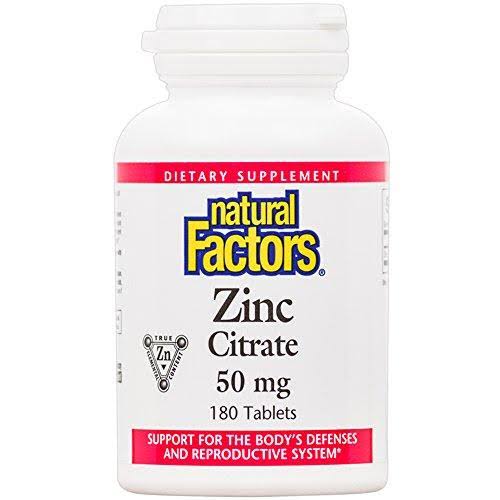 Natural Factors Zinc Citrate - 50mg, 180 tablets
