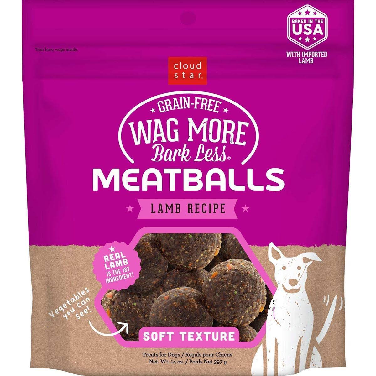 Cloud Star Wag More Bark Less Grain-Free Meatballs - Lamb Recipe - 14 oz. Bag